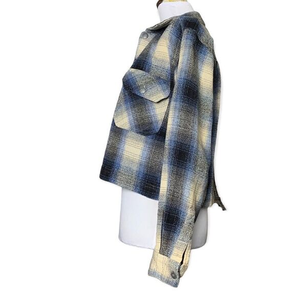 COMMITTED women’s cropped plaid shacket sz M - Picture 2 of 6